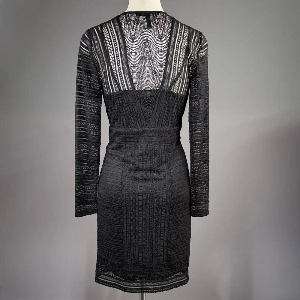 BCBGMaxAzria Black Long Sleeve Lace Dress (rack9)